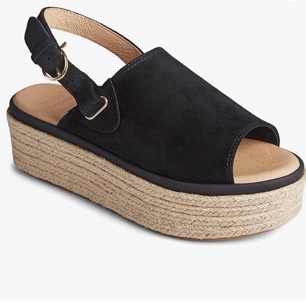 Sperry Black Platform Sandals